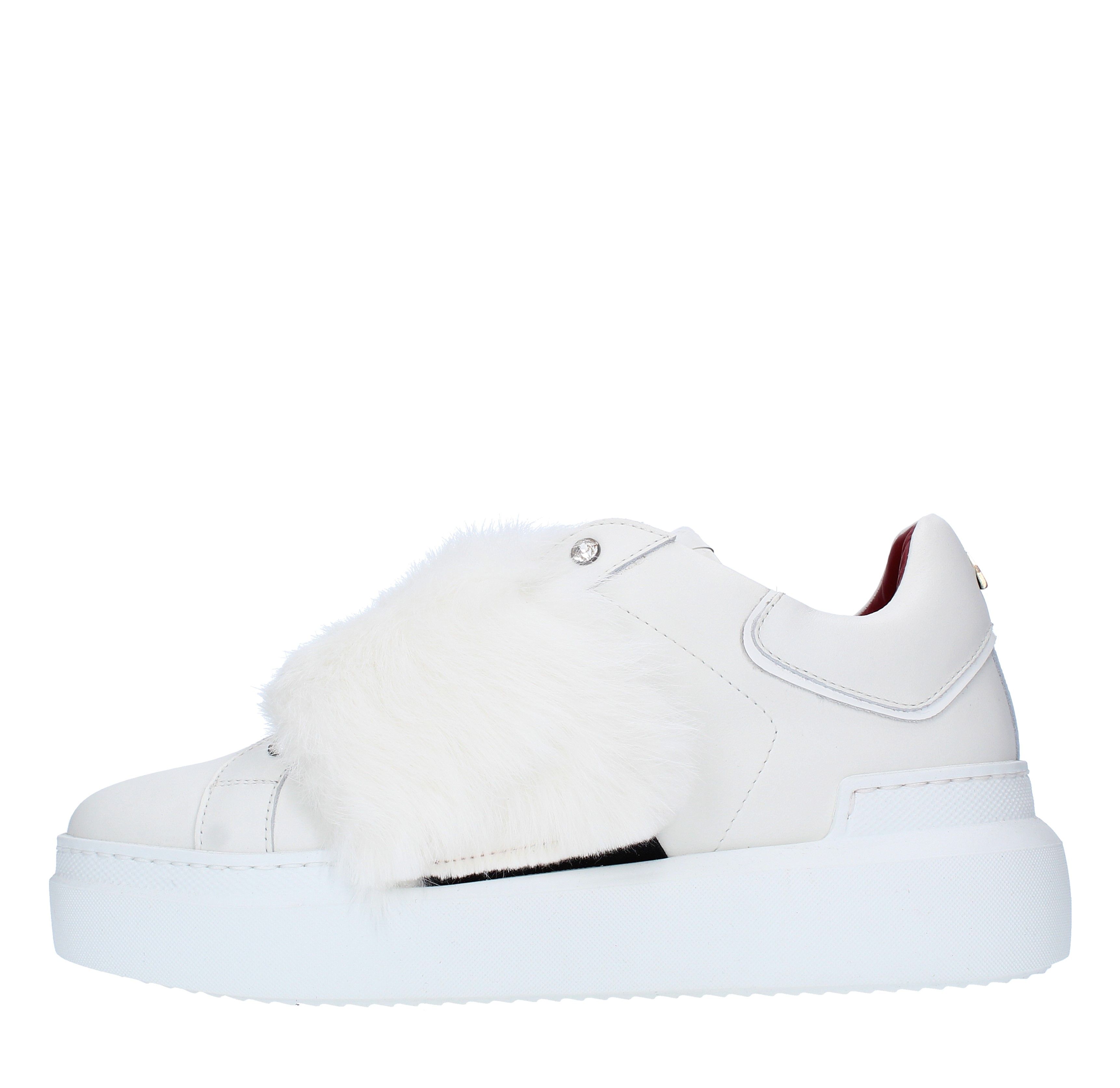 Leather and fur sneakers. ED PARRISH | FA41BIANCO