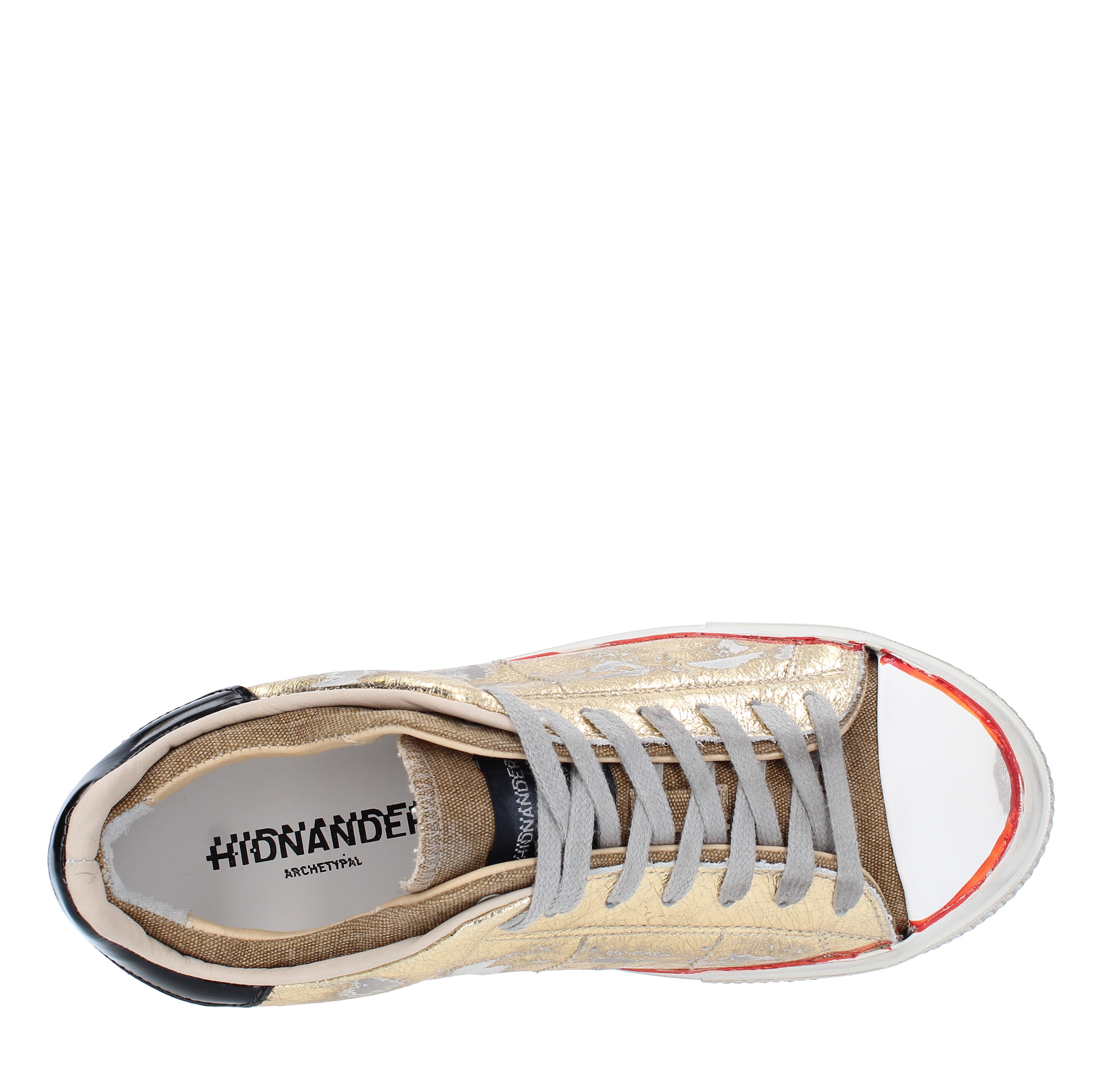 STARLESS LOW trainers in leather and fabric HIDNANDER | HC2WS600 126ORO-NERO