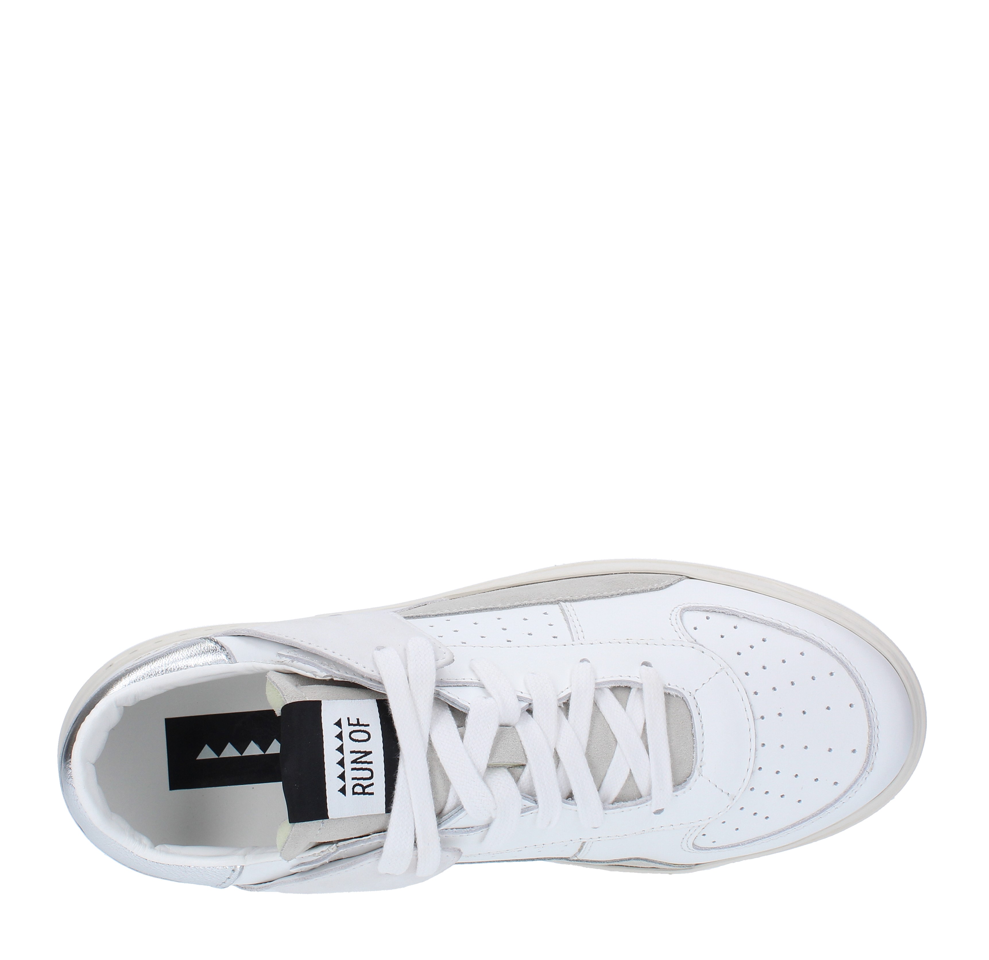 NOBODY RUN OF trainers in suede leather RUN OF | NOBODY SENZA STRAPPO MBIANCO-ARGENTO
