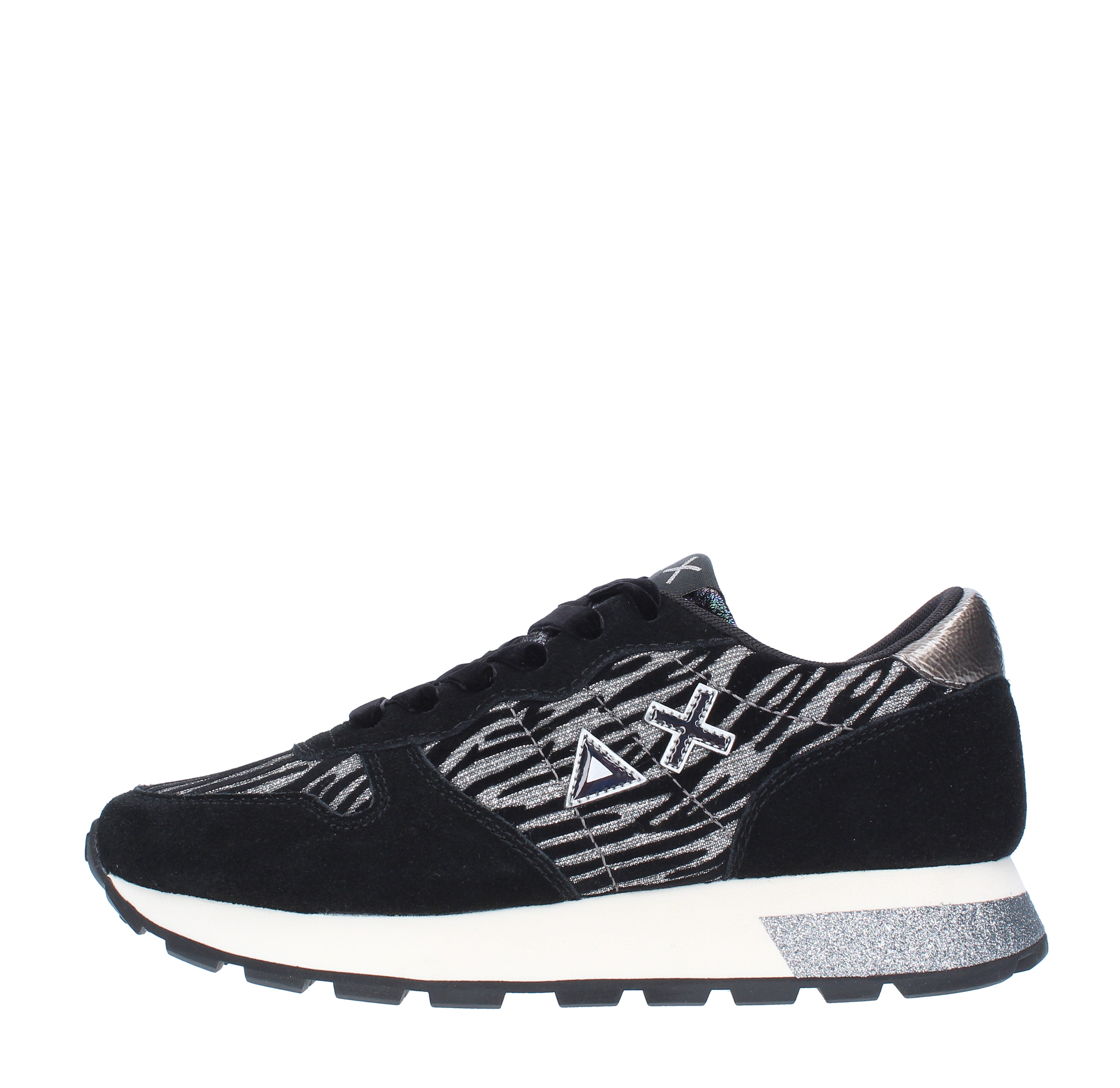 Sneakers modello Z41204 in camoscio e tessuto in microglitter SUN68 | Z41204NERO-ARGENTO