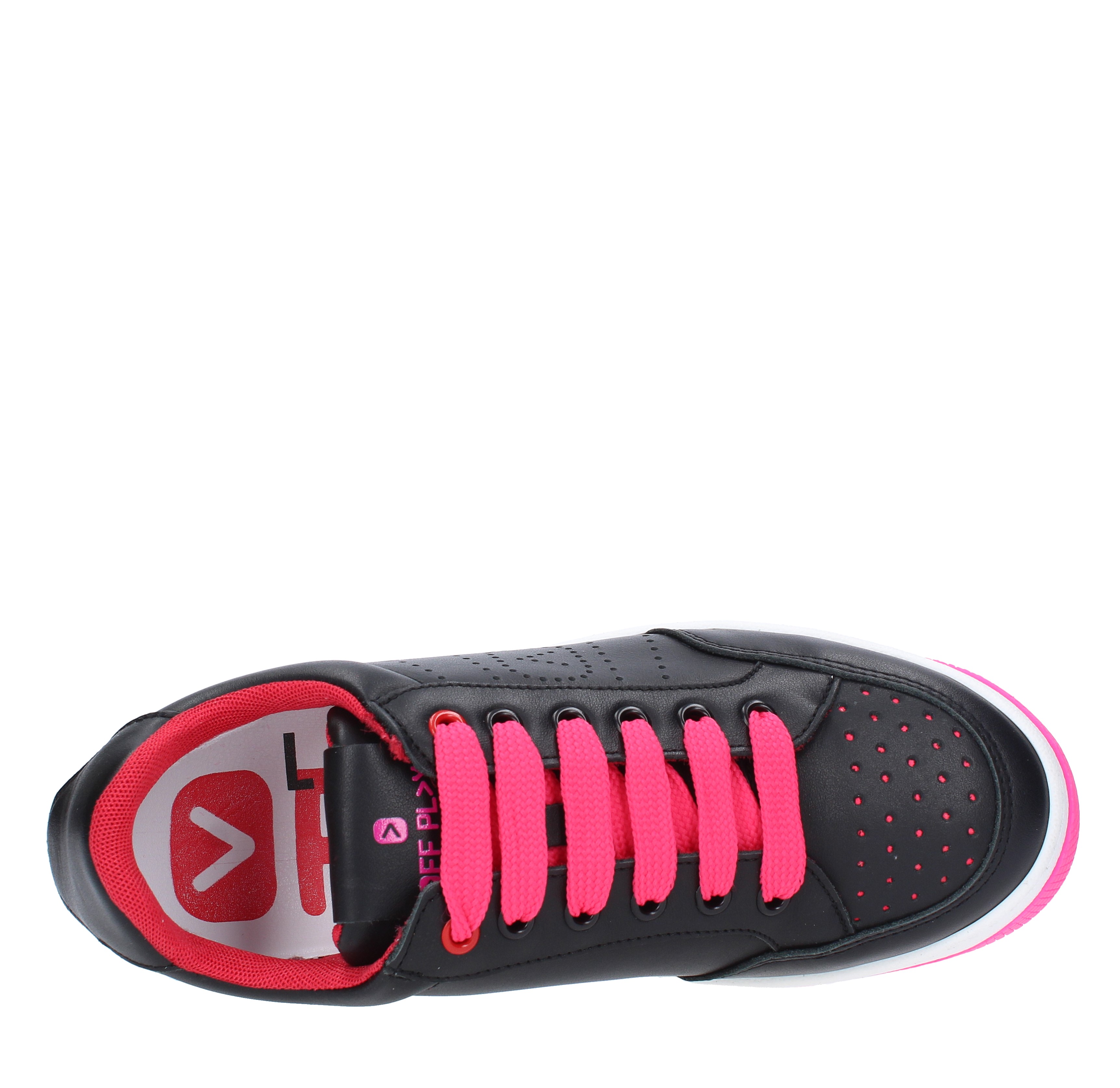 Leather trainers OFF PL>Y | LAKE 3NERO-FUXIA