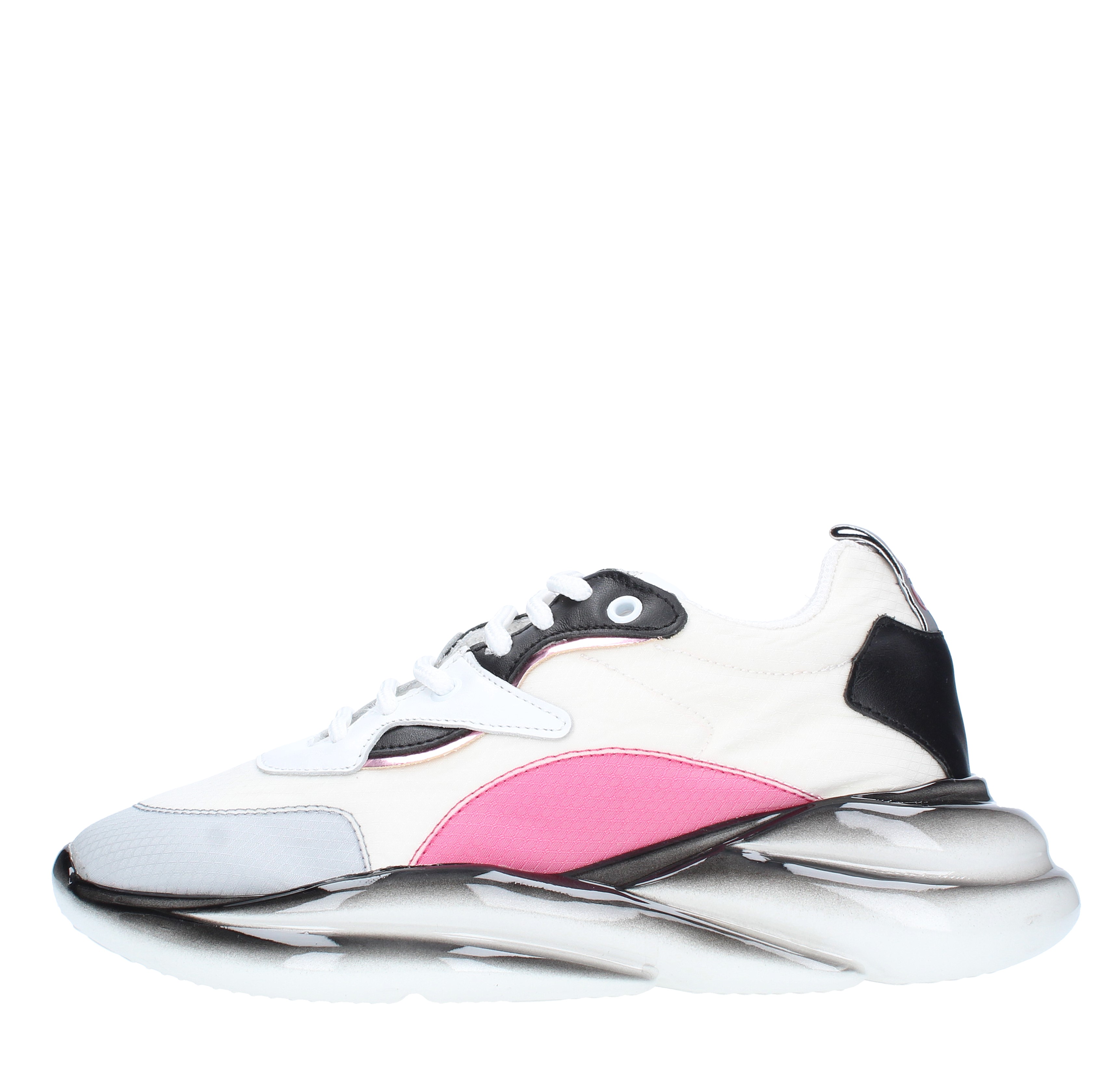 Leather and textile sneakers OFF PL>Y | VRT5ARGENTO