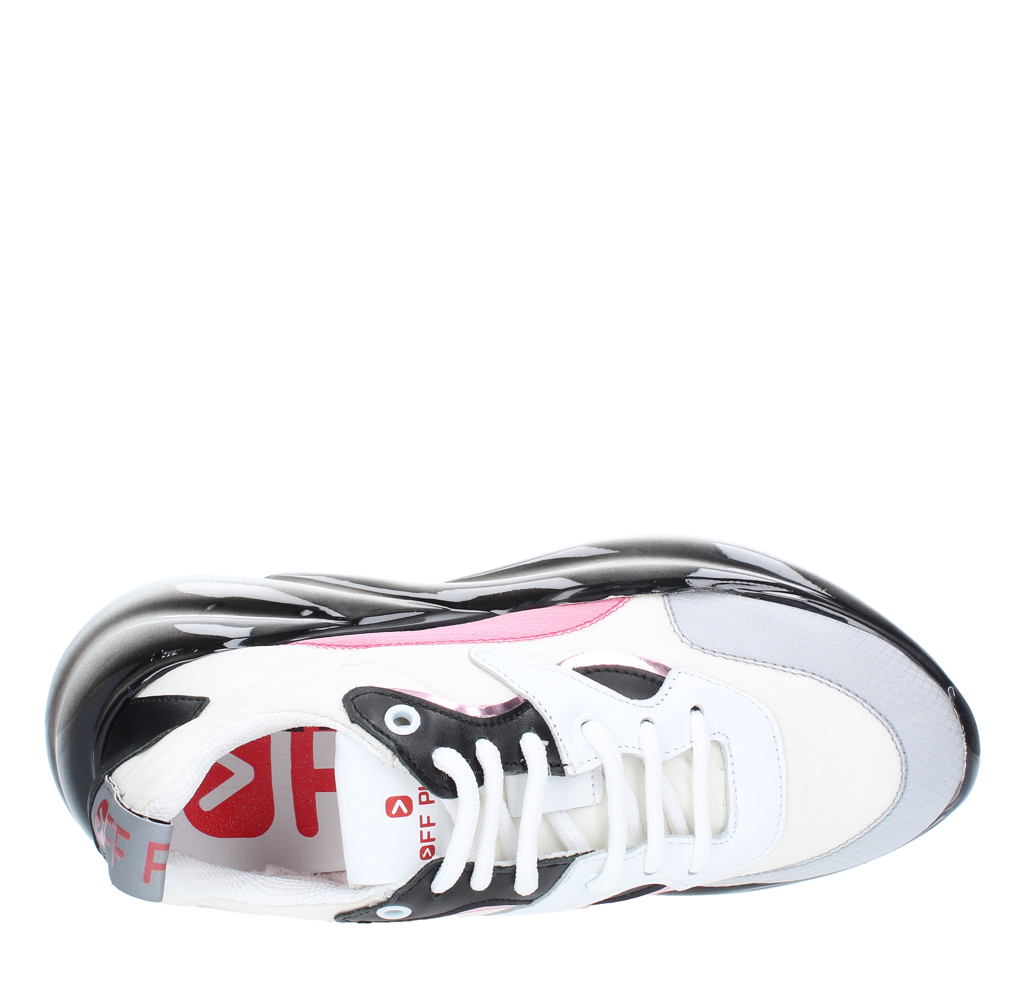 Leather and textile sneakers OFF PL>Y | VRT5ARGENTO