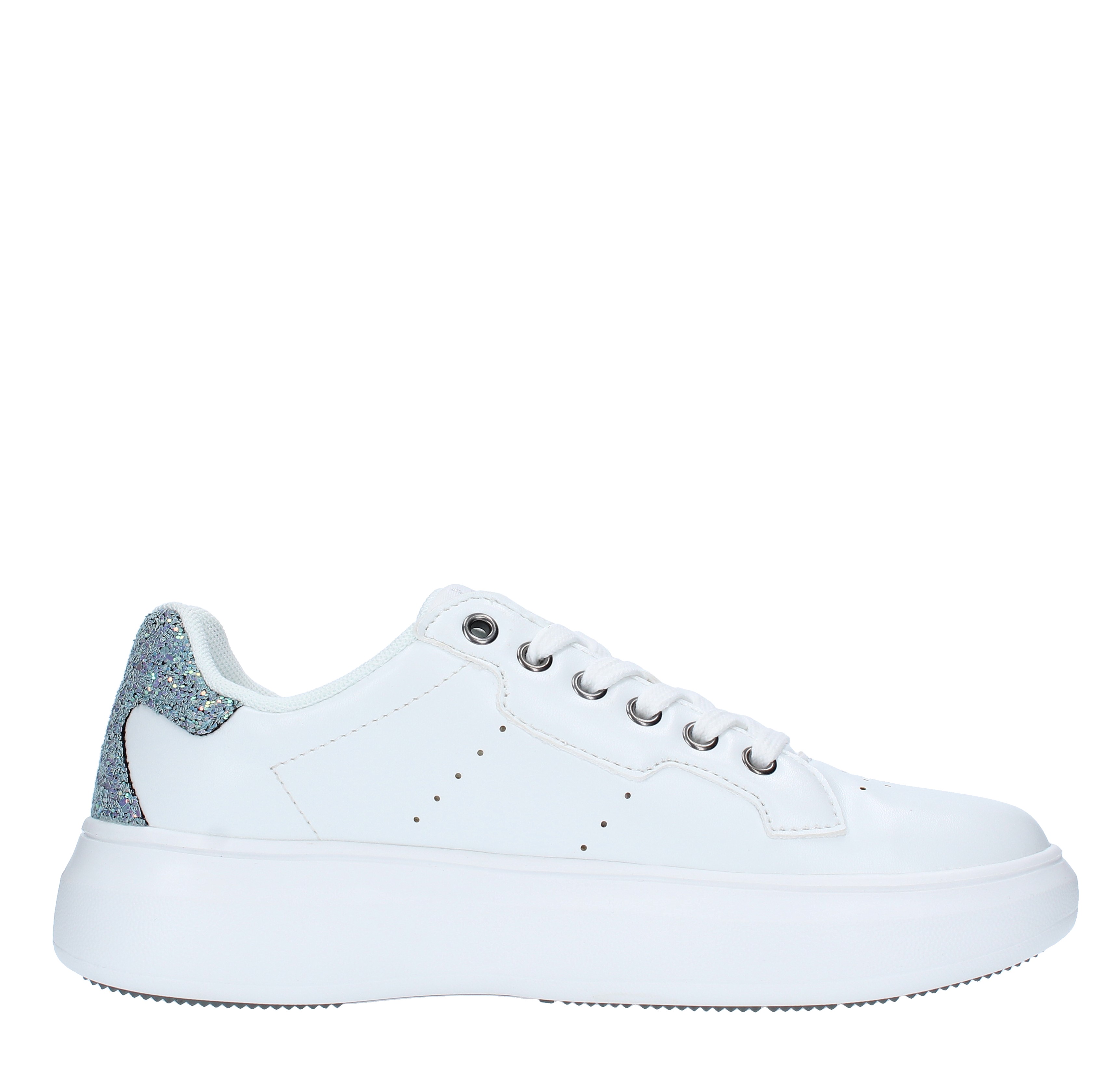 Faux leather and glitter trainers U.S. POLO ASSN. | JEWEL4029S1/Y3WHI-SIL