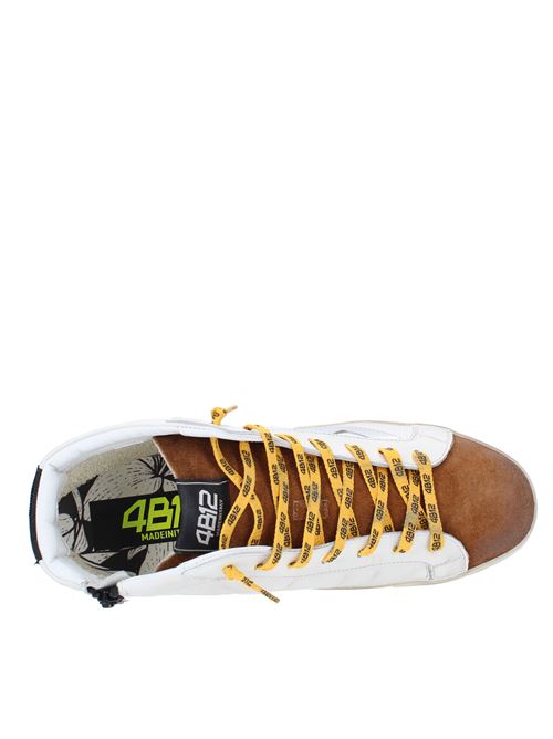 Sneakers in pelle e camoscio 4B12 | UB10BIANCO MARRONE