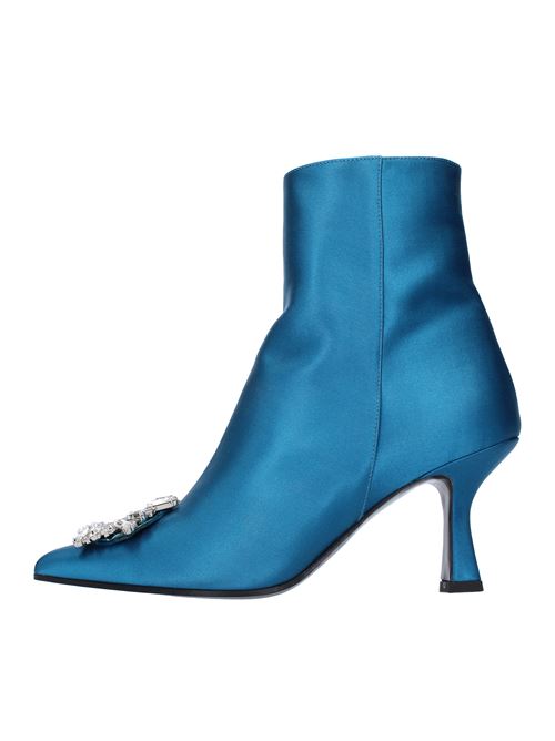 Satin ankle boots with jewel appliqué ALDO CASTAGNA | CAMILLABLU PETROLIO