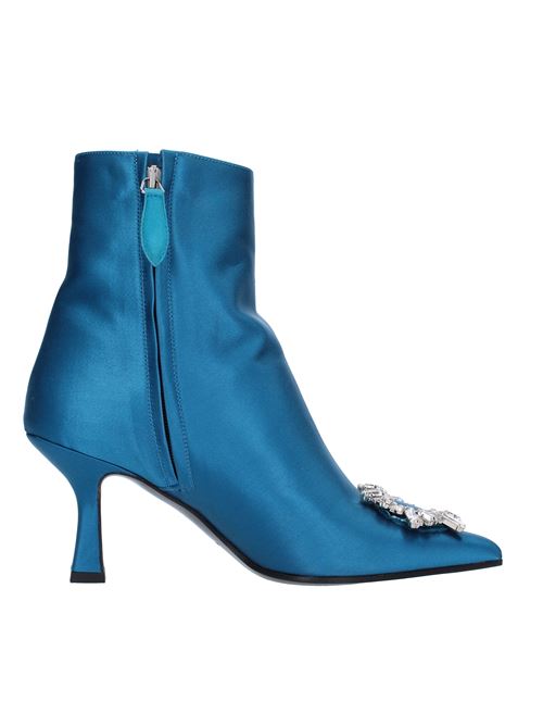 Satin ankle boots with jewel appliqué ALDO CASTAGNA | CAMILLABLU PETROLIO