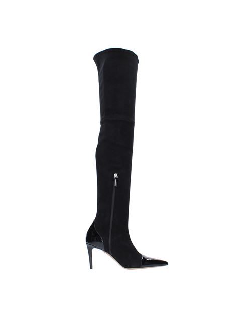 Suede, patent leather and eco suede thigh-high boots ALEXANDRE VAUTHIER | HELENAHIGHNERO