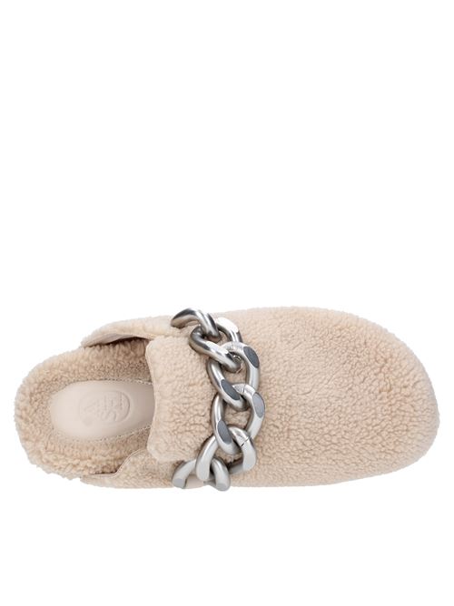 Faux fur mules with silver chain ASH | 135626-001AVORIO