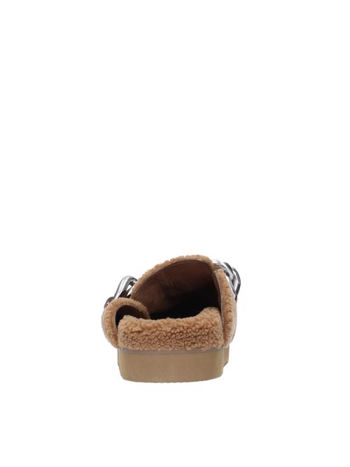 Faux fur mules with silver chain ASH | 135626-002MARRONE