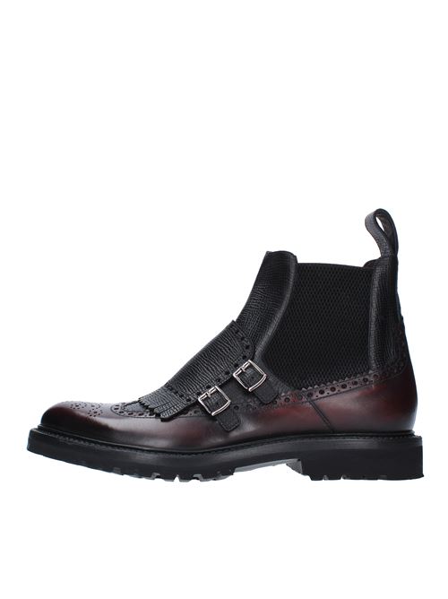 Leather ankle boots with double buckle and fringe BARRETT | 192U008.1ROSSO BORDEAUX