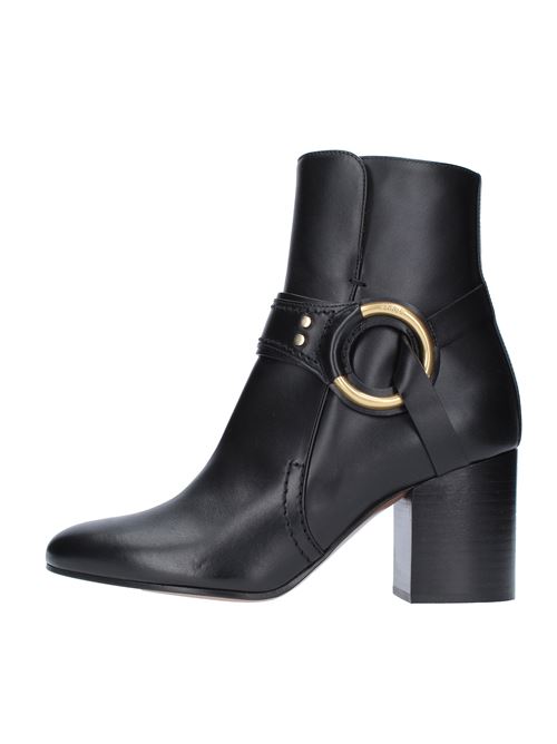 Leather ankle boots CHLOE' | CH20ANERO