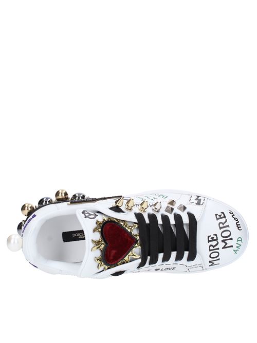 Leather sneakers with metal applications DOLCE&GABBANA | CK1562BIANCO