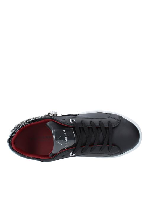Leather sneakers with rhinestone applications ED PARRISH | RA41NERO STRASS