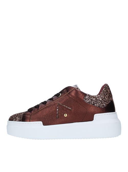 Leather and glitter sneakers ED PARRISH | VE69MARRONE BRONZO