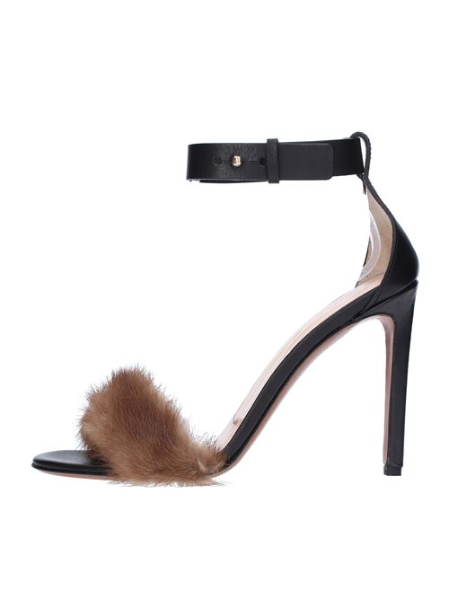 Leather and mink sandals with ankle strap ERIKA CAVALLINI | I6/P/P6IW08NERO