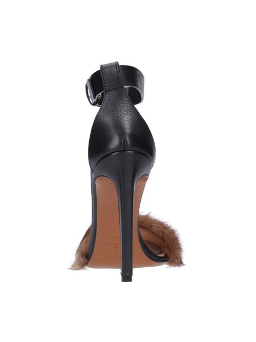 Leather and mink sandals with ankle strap ERIKA CAVALLINI | I6/P/P6IW08NERO
