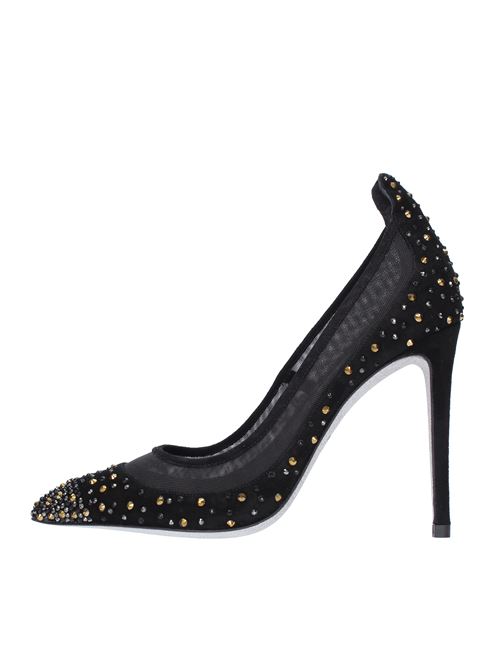 Suede pumps with mesh inserts and rhinestone applications FRANCESCO SACCO | 4804NERO