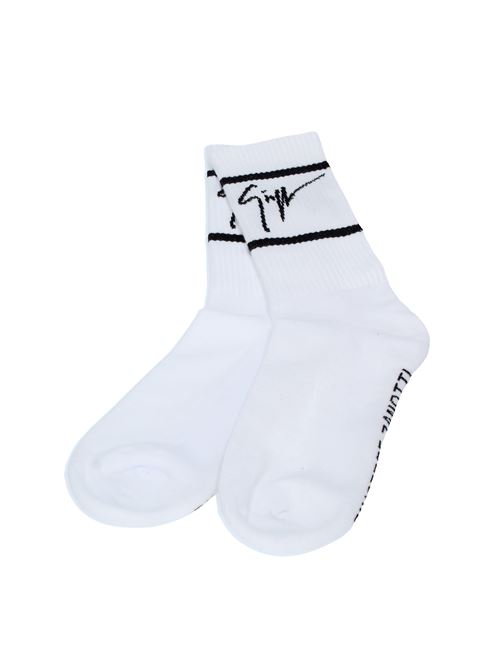 White cotton-blend socks GIUSEPPE ZANOTTI | ERU3015-1BIANCO-NERO