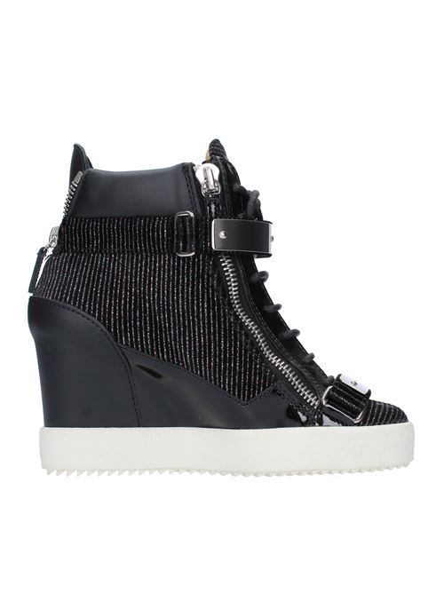 Wedge sneakers in leather, patent leather and fabric GIUSEPPE ZANOTTI | RW00000NERO