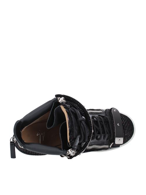 Wedge sneakers in leather, patent leather and fabric GIUSEPPE ZANOTTI | RW00000NERO