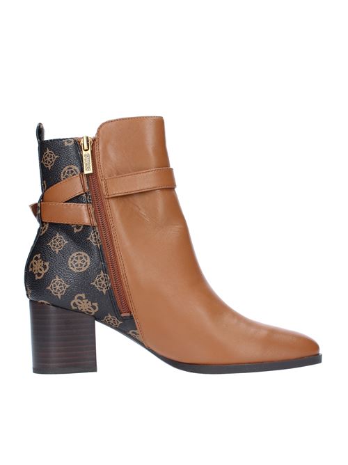 Leather and eco leather ankle boots with logo print GUESS | FL7PRSLEA10MARRONE LOGO