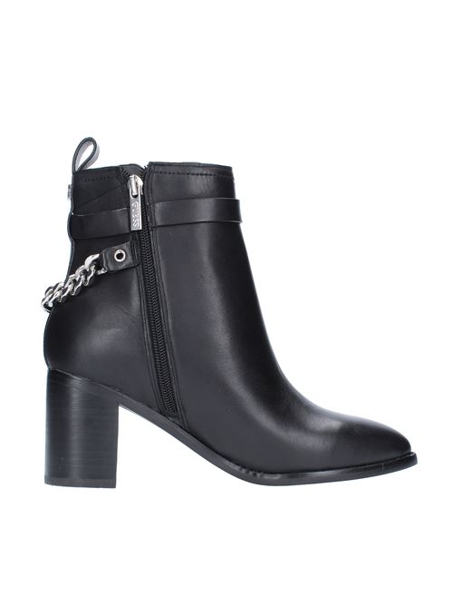 Leather ankle boots with silver chain GUESS | FL8KAILEA10NERO