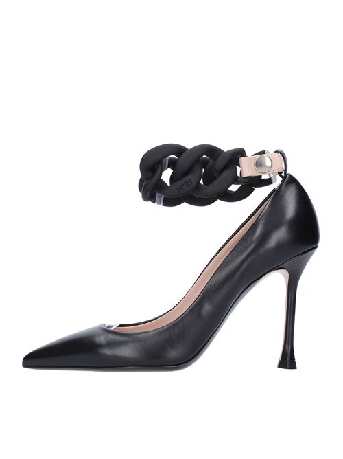 Leather pumps with removable chain N°21 | 11003-X010NERO