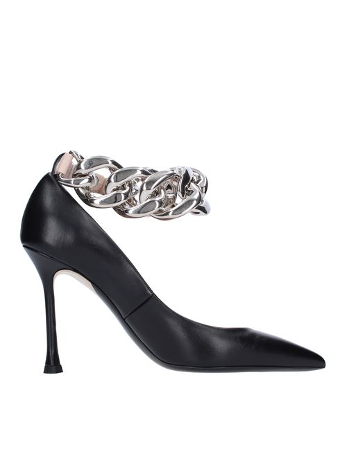 Leather pumps with removable silver-colored chain N°21 | 21ECPTNV11003-X010NERO
