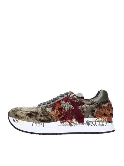 Sneakers in fabric, leather and feathers PREMIATA | HOLLY_3551MULTICOLORE