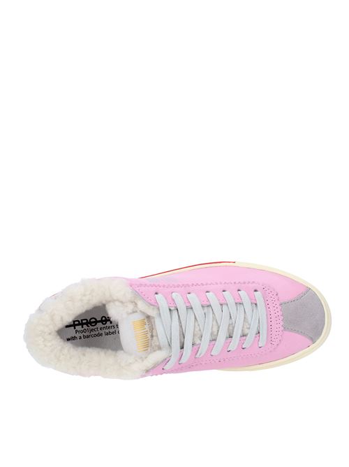 Leather, suede and eco-fur sneakers PRO 01 JECT | P1LW GFROSA ARGENTO