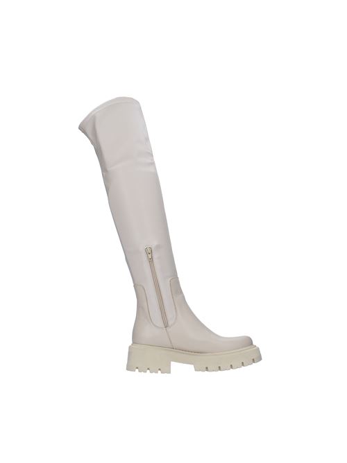 Leather and eco-leather thigh-high boots RC | AT34/1BIANCO PANNA