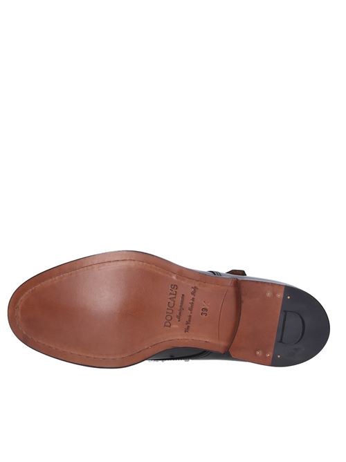 Double buckle leather moccasin DOUCAL'S | VB0020_DOUCNERO