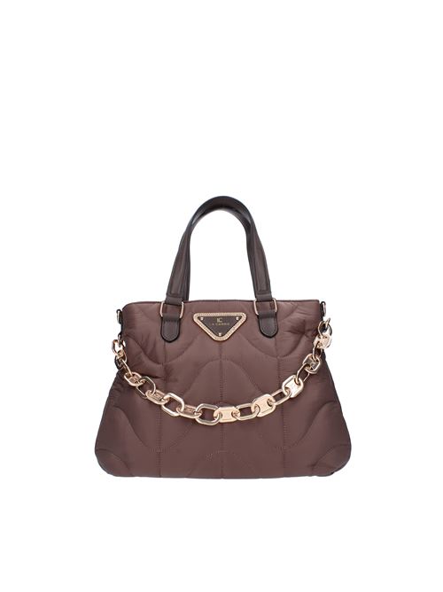 Fabric and faux leather bag LA CARRIE | 122M-VM-253-NYSMARRONE SCURO