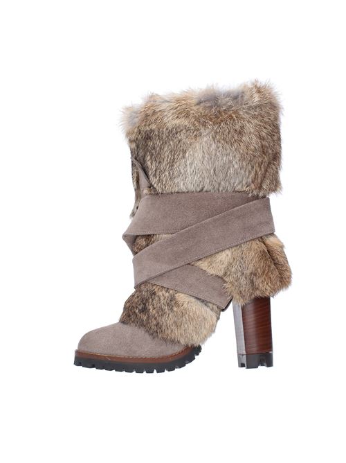 Suede and lapin ankle boots model T202 NORAH | T202TAUPE