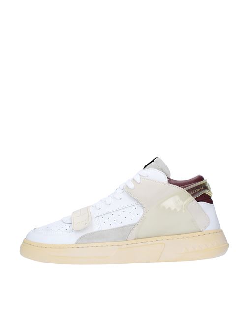 MID COMBI-BO RUN OF trainers in suede leather and fabric RUN OF | MID COMBI-BO MBIANCO-MARRONE