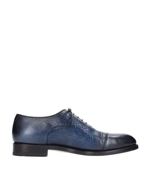 Laced shoes model MCHI12504LC5GGLVU45 in hammered leather SANTONI | MCHI12504LC5GGLVU45BLU