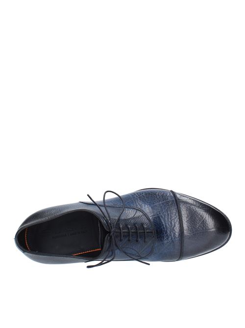 Laced shoes model MCHI12504LC5GGLVU45 in hammered leather SANTONI | MCHI12504LC5GGLVU45BLU