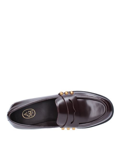 ASH moccasins model WHISPER STUDS in leather and gold studs ASH | WHISPERSTU03BORDEAUX
