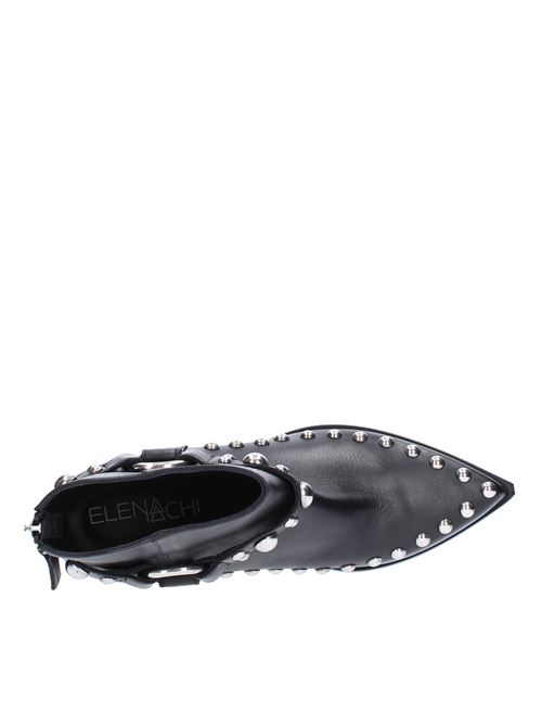 Texan ankle boots model E3712 ELENA IACHI in leather and silver studs ELENA IACHI | E3712NERO