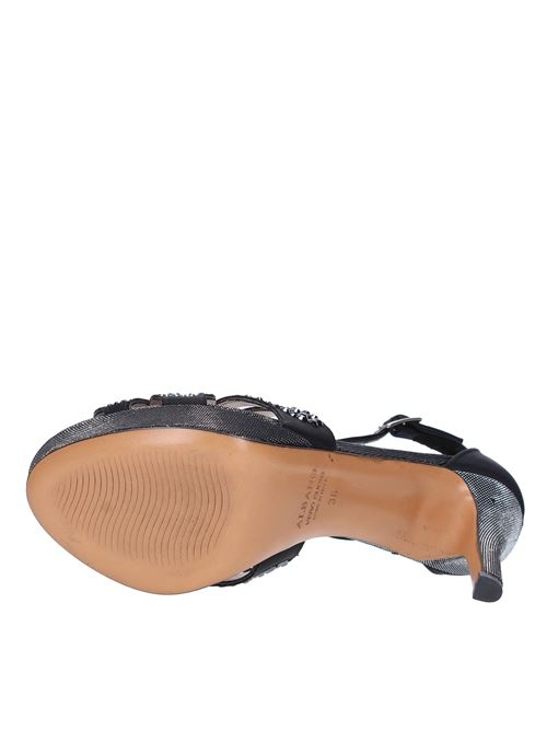 Leather and rhinestone platform sandals ALBANO | 4212NERO