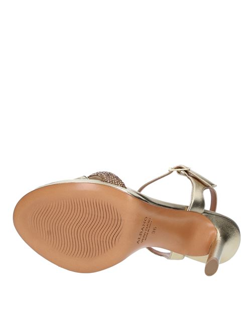 Leather and micro-rhinestone platform sandals ALBANO | A3033PLATINO
