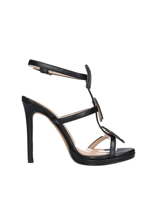 Faux leather sandals with Swarovski crystals ALBANO | VD0560NERO