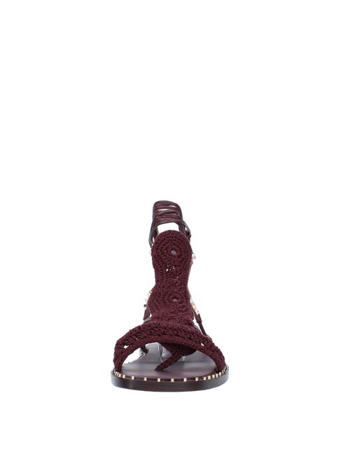 Flat thong sandals in fabric, leather with studs ASH | 136173001