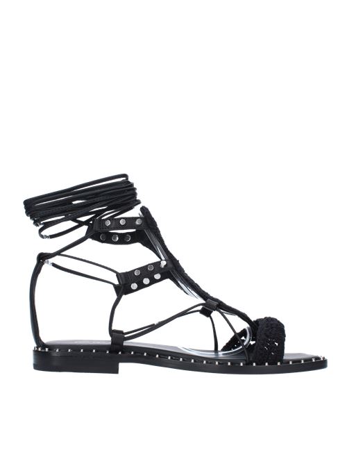 Flat thong sandals in fabric, leather with studs ASH | 136173004