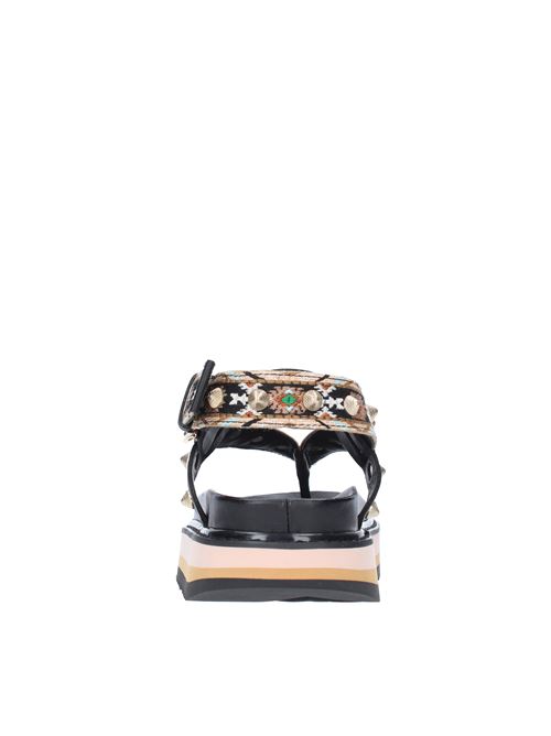 Flat sandals made of fabric and leather ASH | UNO 01NERO/NUDE