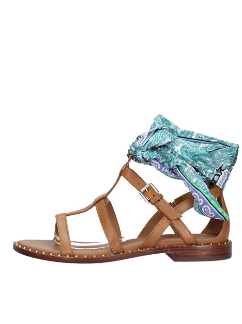 Leather and fabric sandals ASH | VD1054COGNAC