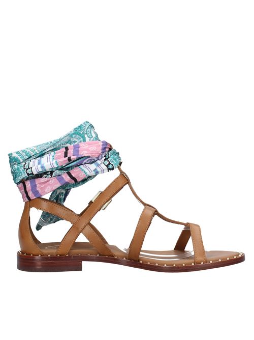 Leather and fabric sandals ASH | VD1054COGNAC