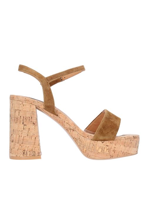 Suede and cork platform sandals BIBI LOU | 645P30VKMARRONE CAMMELLO