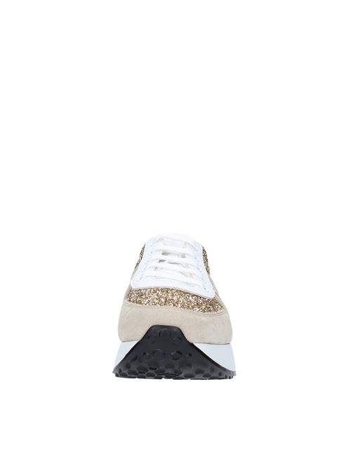 Sneakers in camoscio e glitter CAR SHOE | KDE540BIANCO-PLATINO